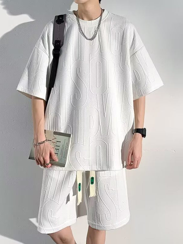 Longsha Men's Ice Silk Short-Sleeve Loungewear Suit – detail view