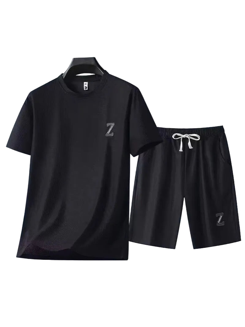 Longsha Men's Ice Silk Short-Sleeve Loungewear Suit – side view