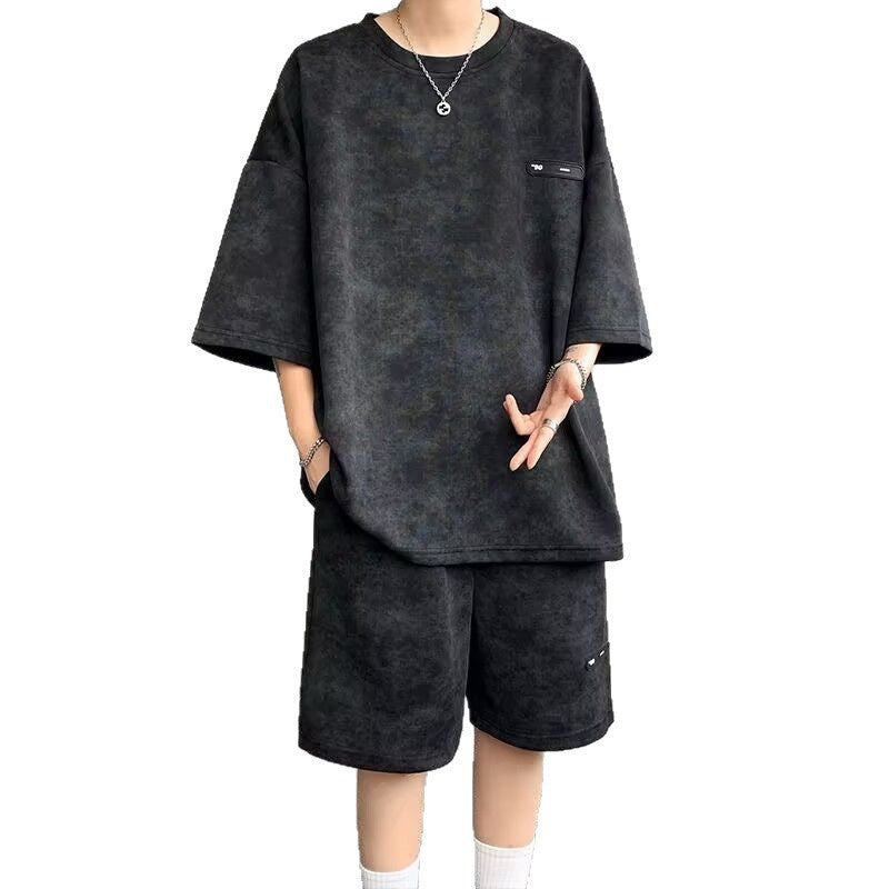 Longsha Men's Ice Silk Short-Sleeve Loungewear Suit