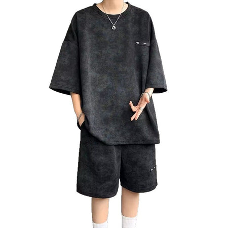 Longsha Men's Ice Silk Short-Sleeve Loungewear Suit