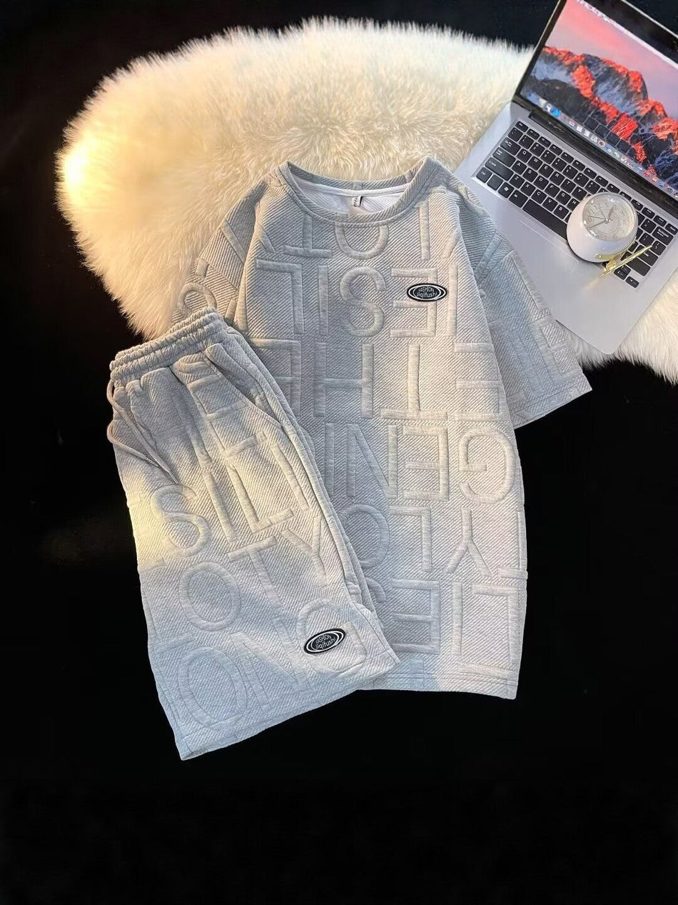 Men’s Waffle Knit Short-Sleeve T-Shirt and Shorts Set