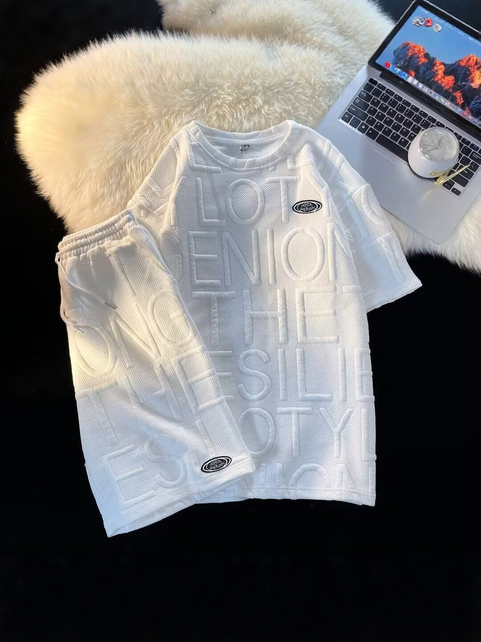Men's Ice Silk Short-Sleeve Loungewear Suit – flat lay