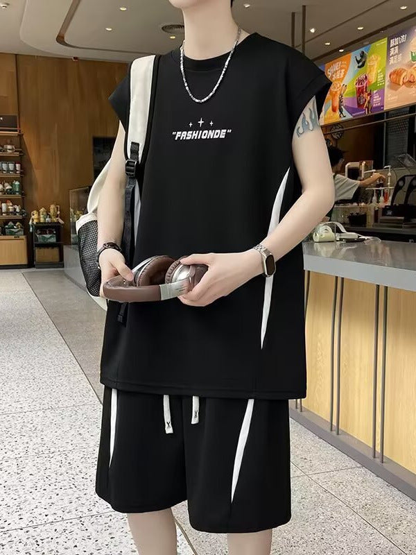 Men’s Ice Silk Quick-Dry Sleeveless Vest and Shorts Set