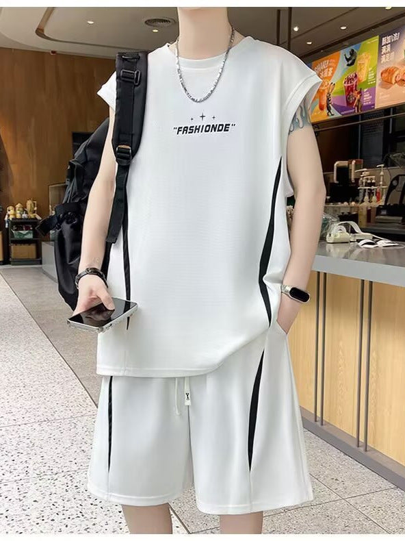 Men's Ice Silk Short-Sleeve Loungewear Suit – close-up