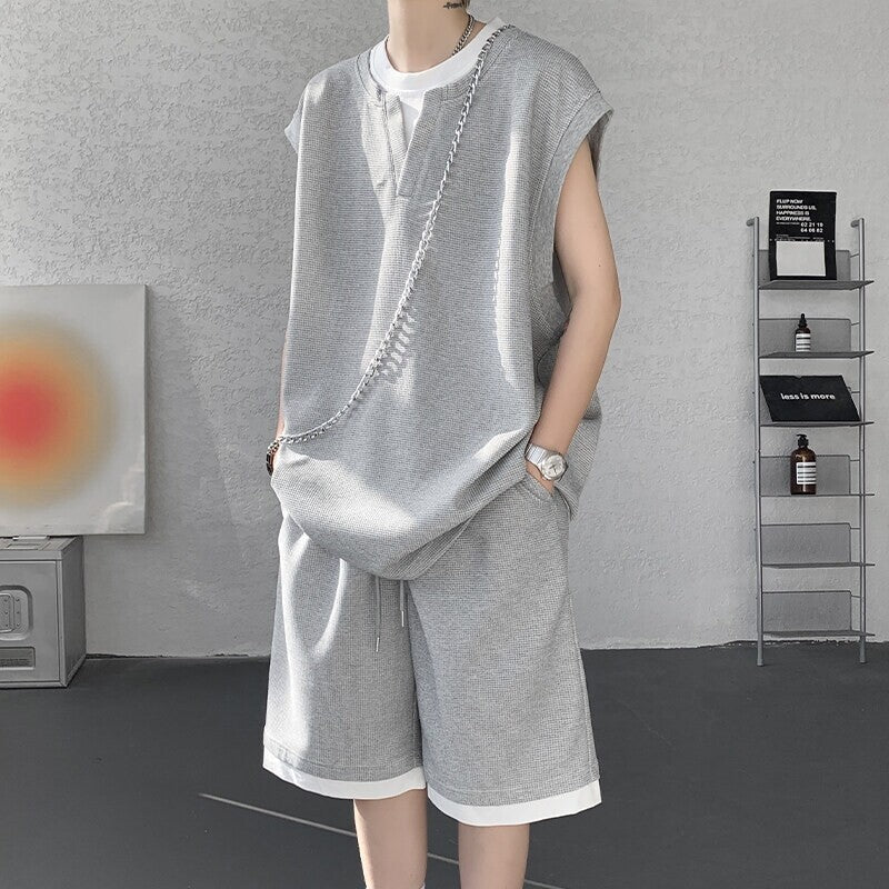 Men's Ice Silk Short-Sleeve Loungewear Suit – detail view