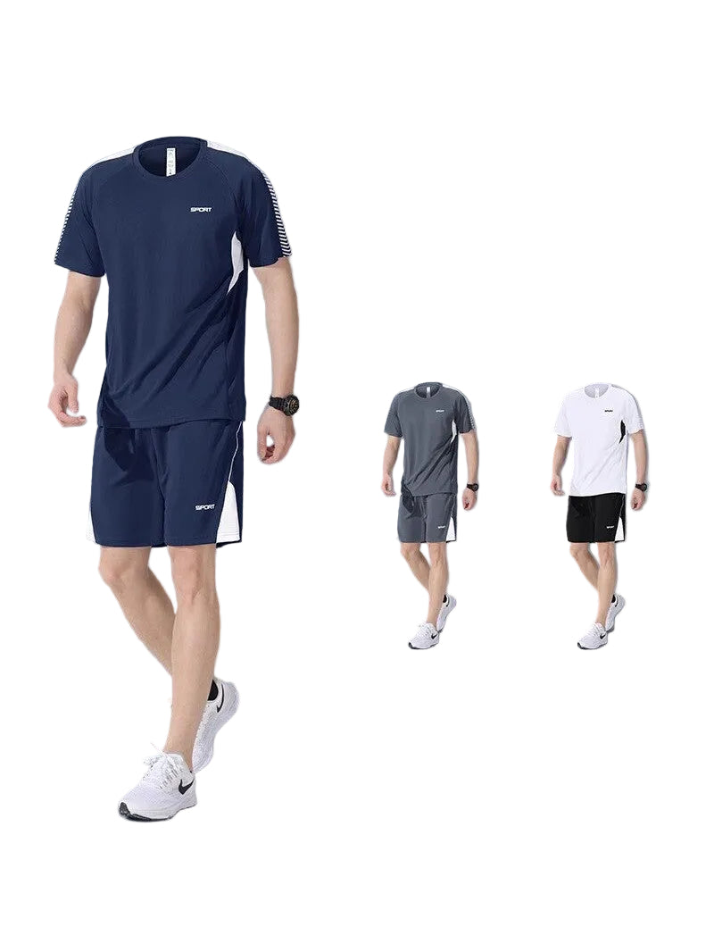 Men's Ice Silk Short-Sleeve Loungewear Suit – back view