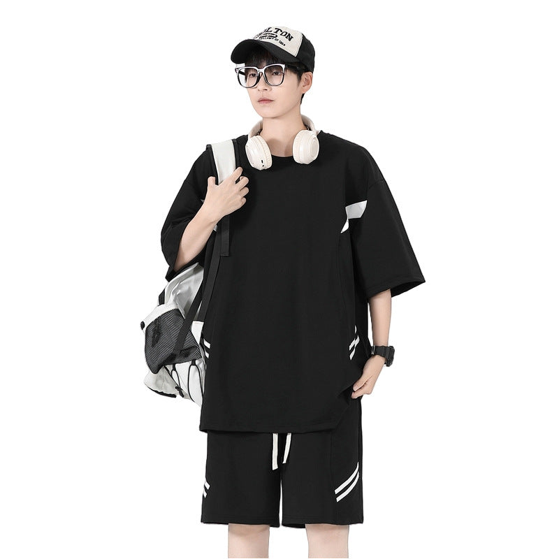 Men’s Relaxed Summer Sportswear Set: Short Sleeve Top and Shorts