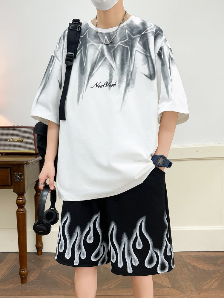 Men’s Quick-Dry Summer Sports Set: Crewneck Top and Shorts
