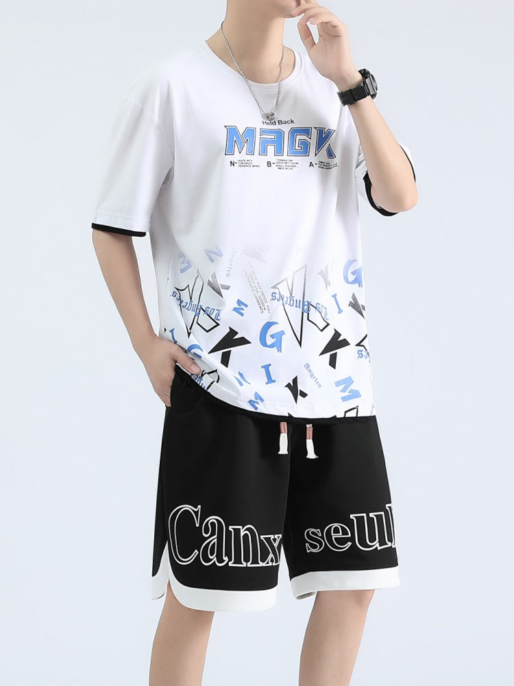 Boys' Pure Cotton Summer Suit: Loose Fit T-Shirt and Shorts