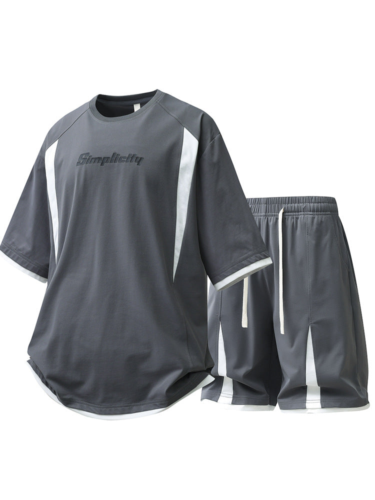 Men's Loose Fit Summer Leisure Set: T-Shirt and Shorts