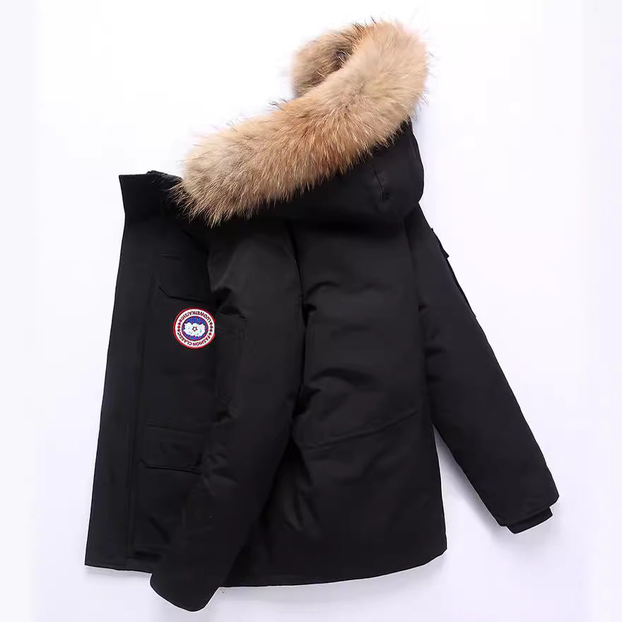 Men’s Mid-Length Down Parka with Professional Workwear Detail