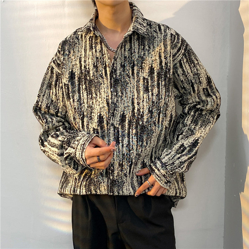 Men’s Vintage Baroque Ethnic Embroidered Long-Sleeve Overshirt