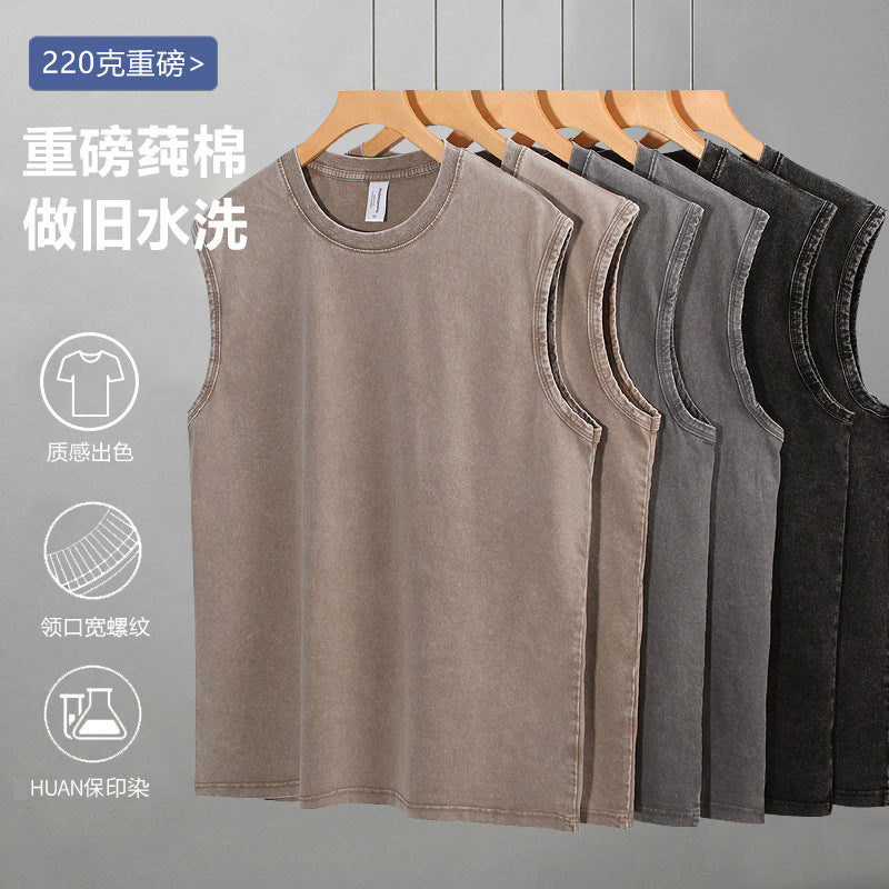 Men’s American Retro Heavyweight Washed Sleeveless T-Shirt