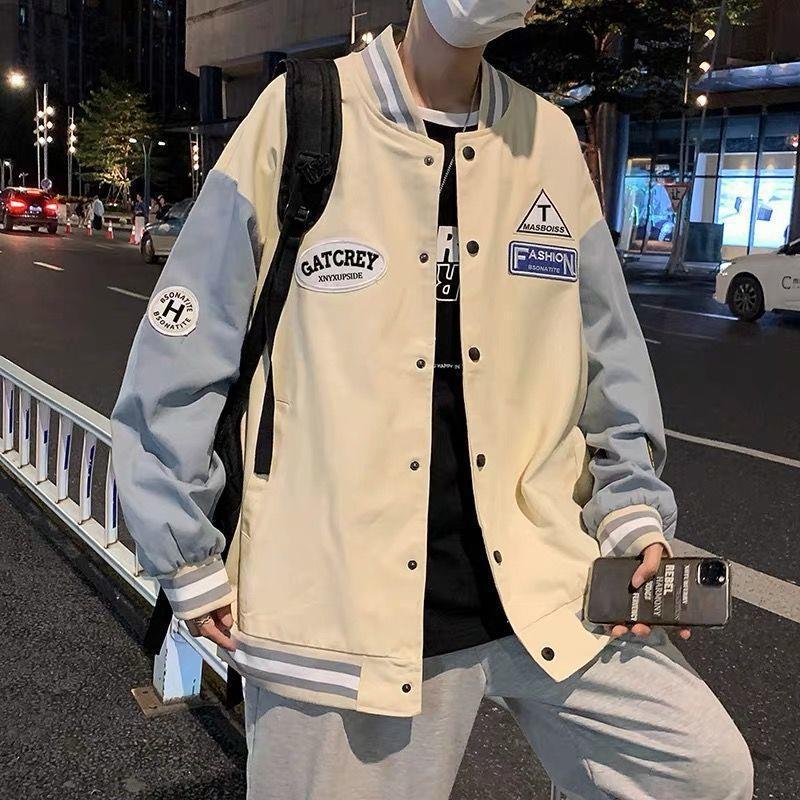 Men’s Contemporary Relaxed Baseball Jacket in Spring Twill