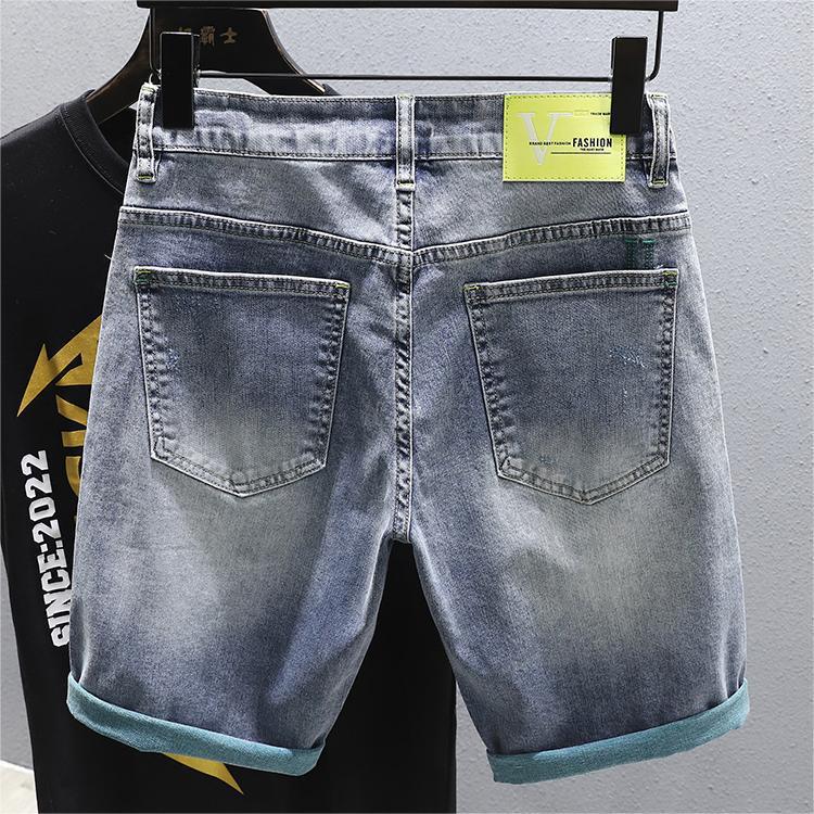 Men’s Light-Wash Distressed Denim Shorts in Relaxed Fit