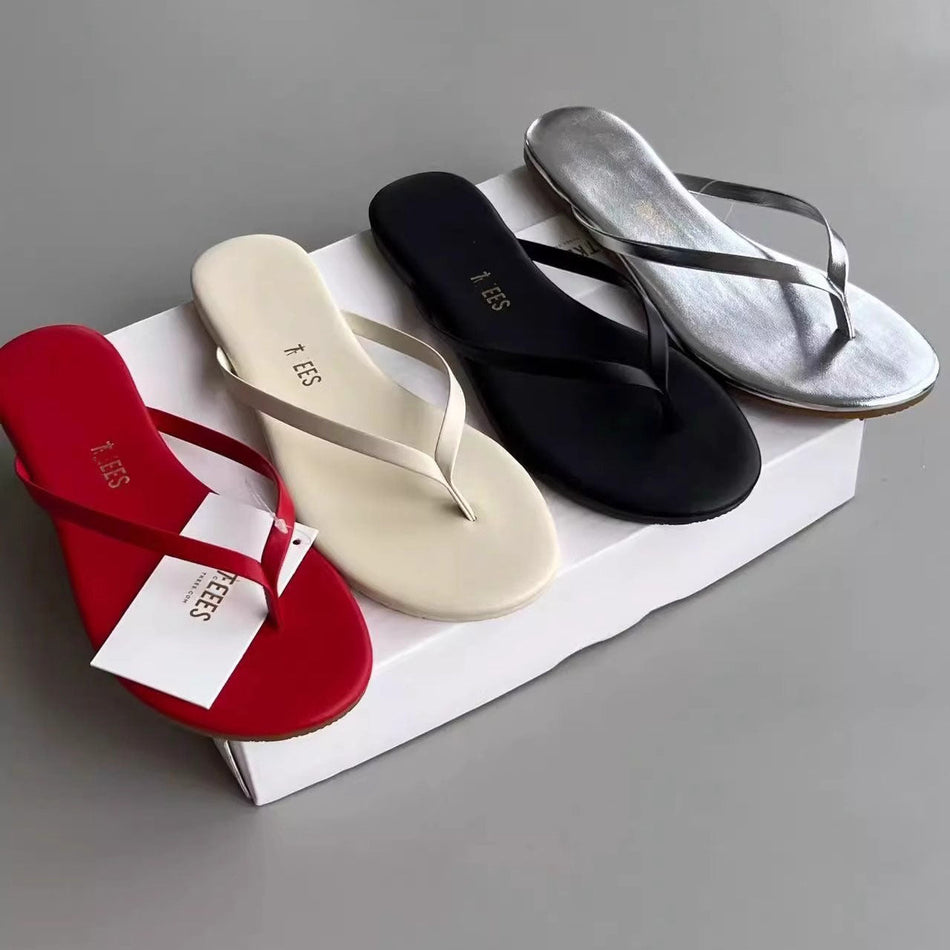 Minimalist Leather Flip-Flops with Soft Cushioned Sole
