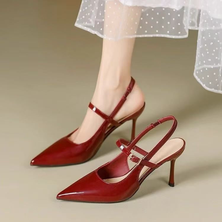 Off-White Pointed Toe Stiletto Open-Back Sandals in Premium Finish