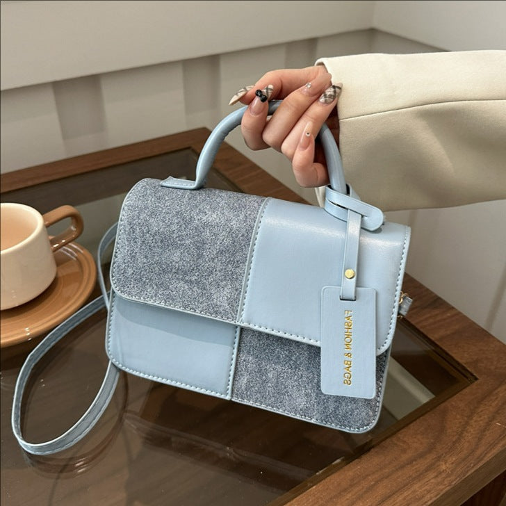 Niche Structured Square Crossbody Bag in Fine-Grain Leather