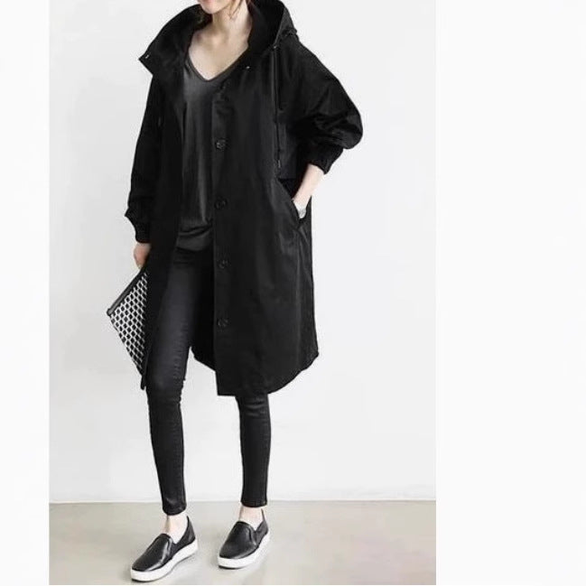 Khaki Relaxed Mid-Length Buttoned Coat in Autumnal Wool Blend
