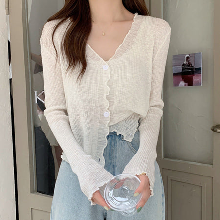 White Open-Knit Mesh Sun Protection Cardigan and Bolero