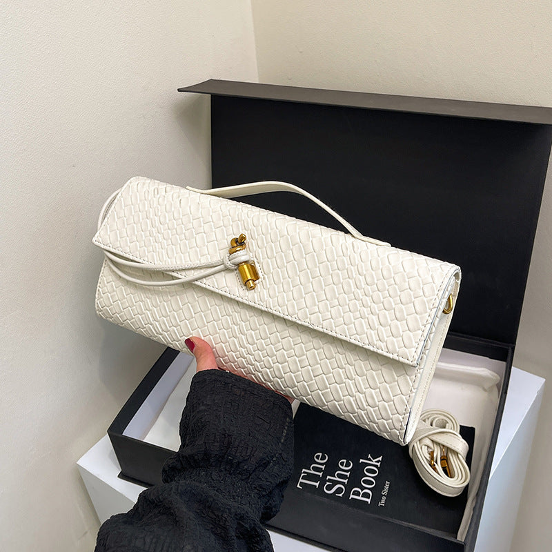 Stone-Patterned Structured Handbag with Adjustable Strap