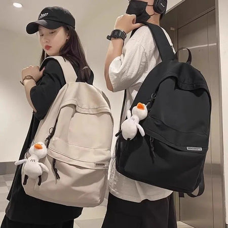 Black Minimalist Large Capacity Commuter Backpack in Premium Nylon