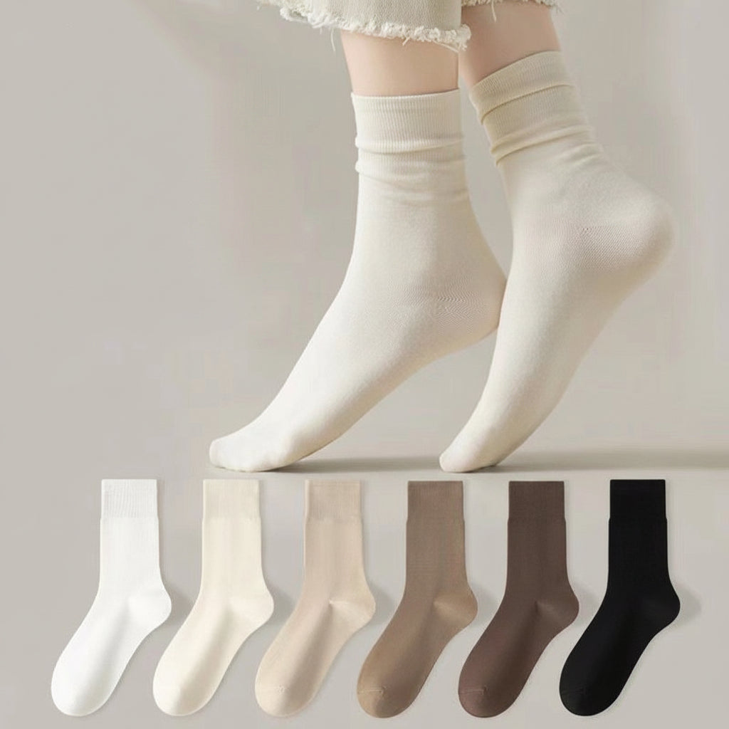 Pack of 7- Pure White Mid-Calf Slouch Socks in Premium Cotton Blend