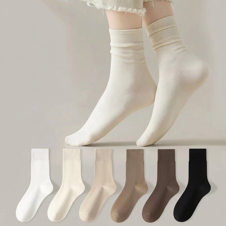 Pack of 7- Pure White Mid-Calf Slouch Socks in Premium Cotton Blend