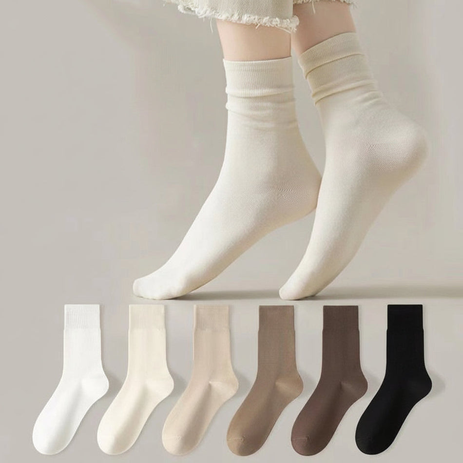 Pack of 7- Pure White Mid-Calf Slouch Socks in Premium Cotton Blend