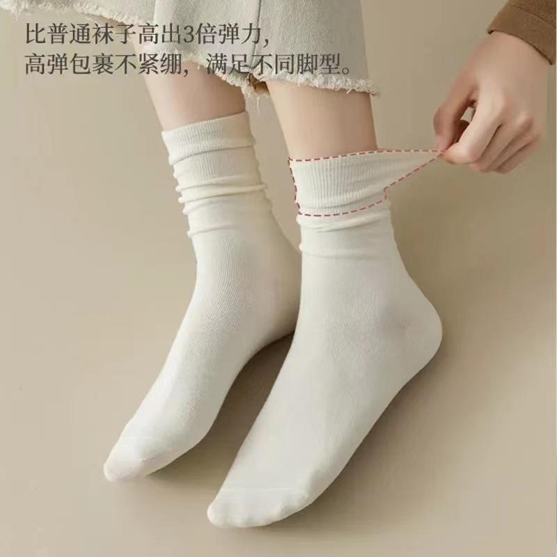 Pack of 7- Pure White Mid-Calf Slouch Socks in Premium Cotton