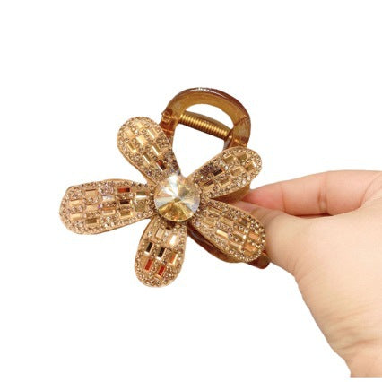 Rhinestone Floral Embellished Light Luxury Shark Hair Clip
