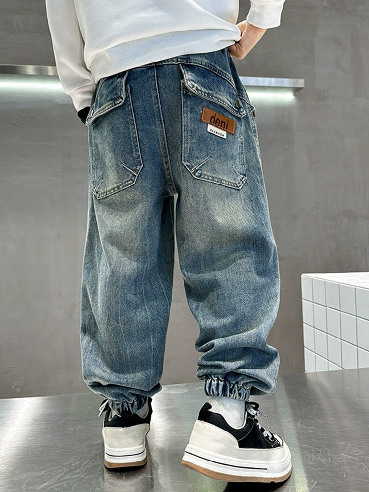 Blue girls jeans with comfortable fit for everyday wear