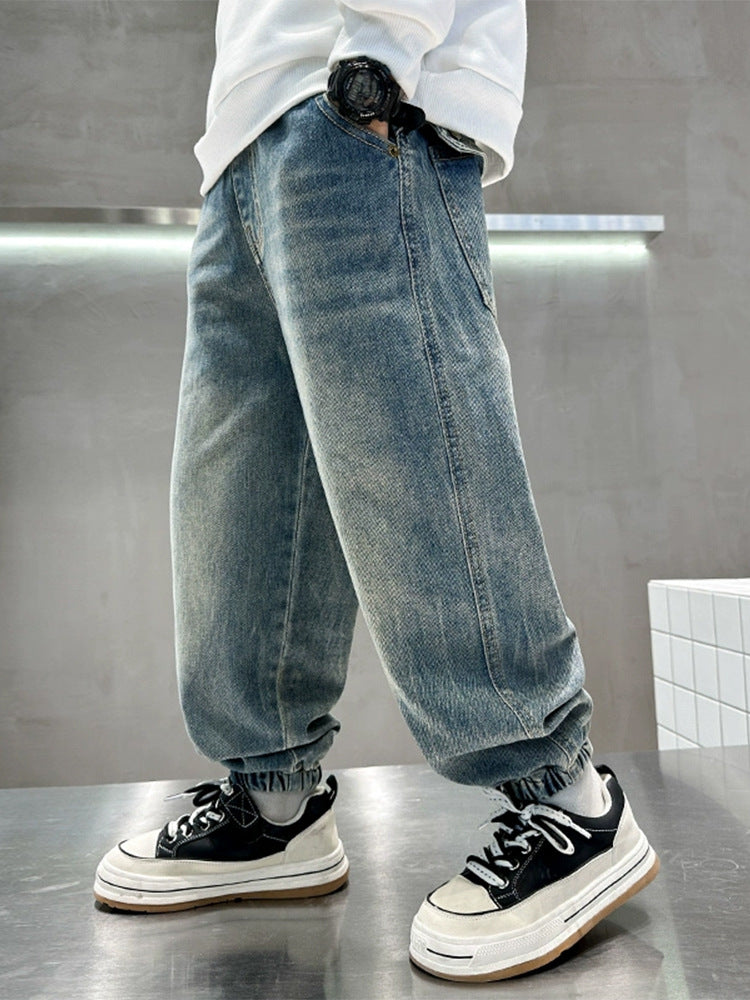 Boys' Straight-Leg Denim Trousers | Spring and Autumn Jeans