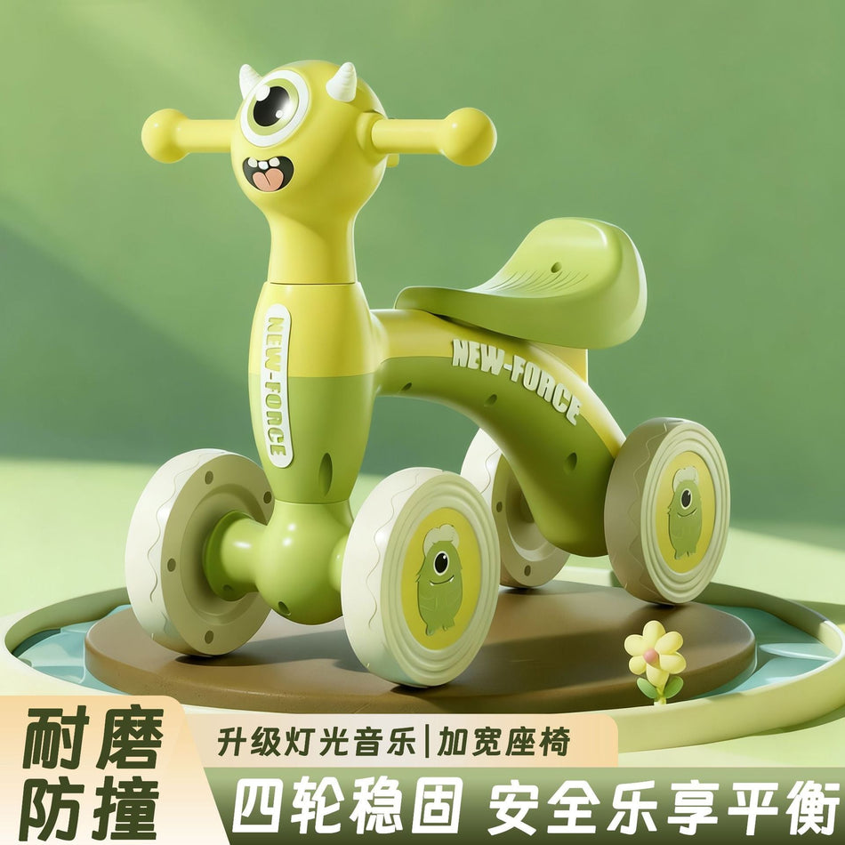 Toddler Balance Bike | Four-Wheel Pedal-Less Walking Scooter