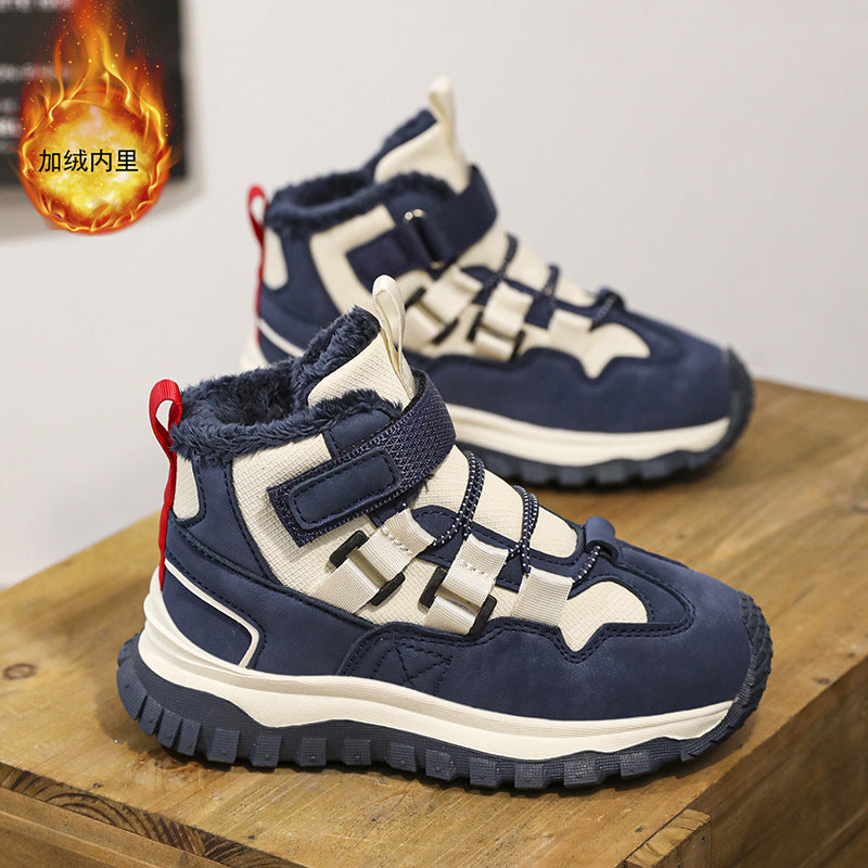 Girls' Fleece-Lined Mid-Top Sneakers | Warm Winter Travel Shoes