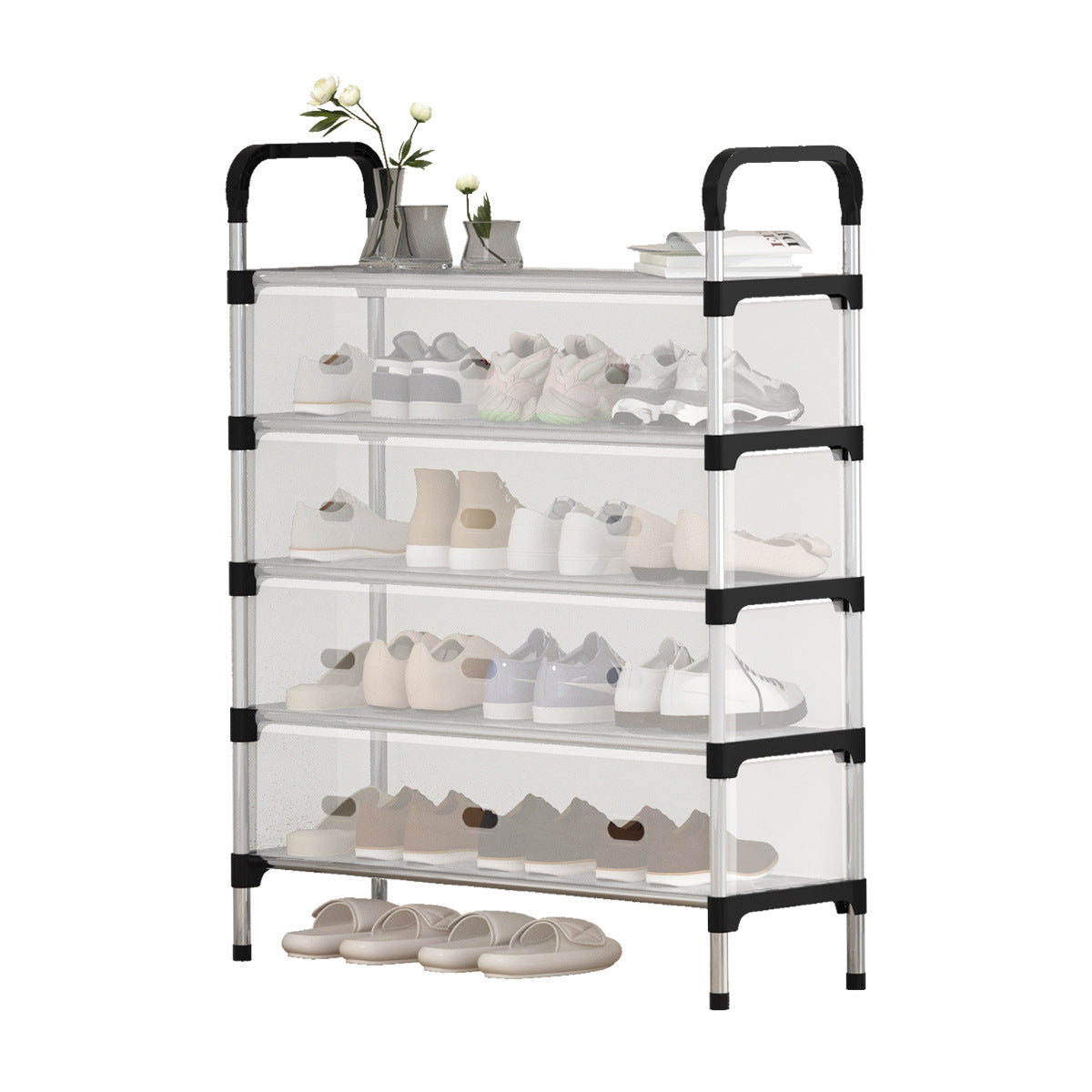 Multi-Tier Integrated Shoe Cabinet with Protective Dust Cover