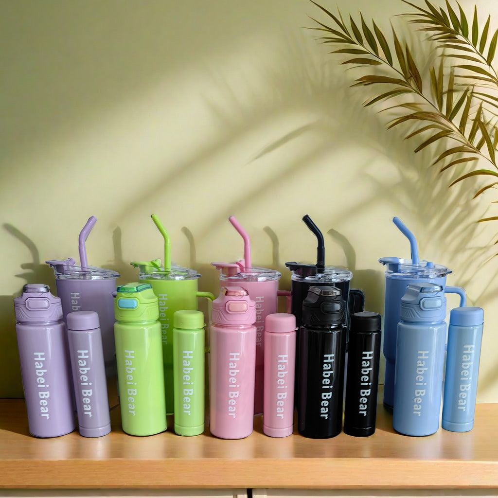 Black Insulated Three-Piece 40oz Travel Tumbler Set with Handle