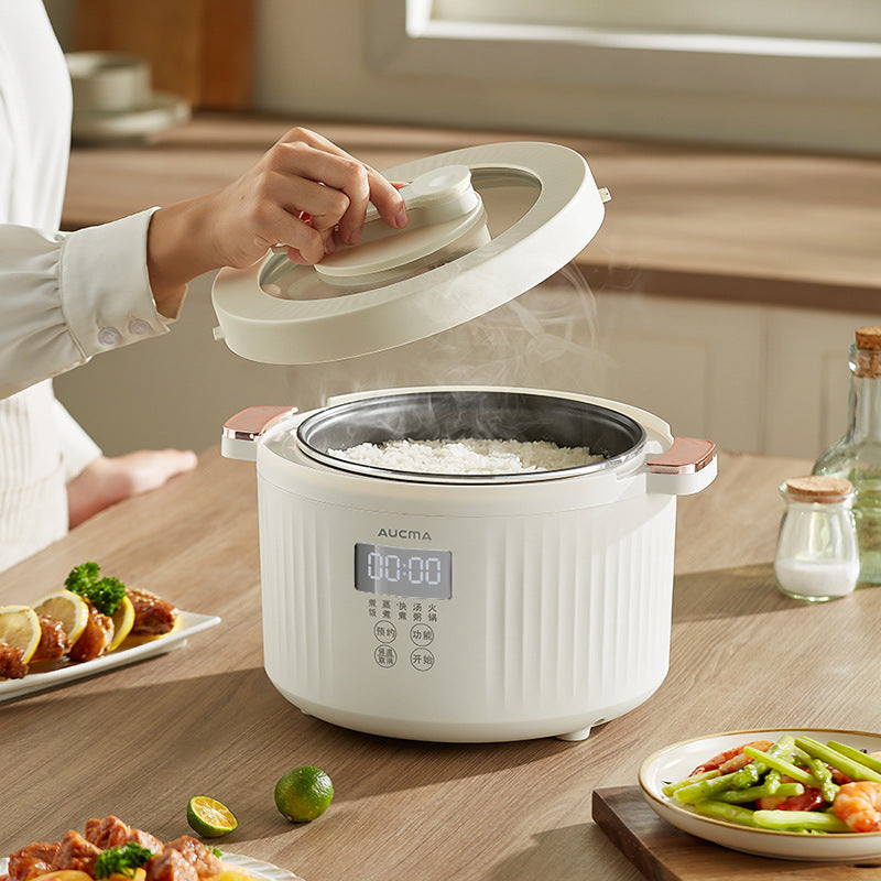 Multi-Functional Electric Cooking Pot with Steaming Tier