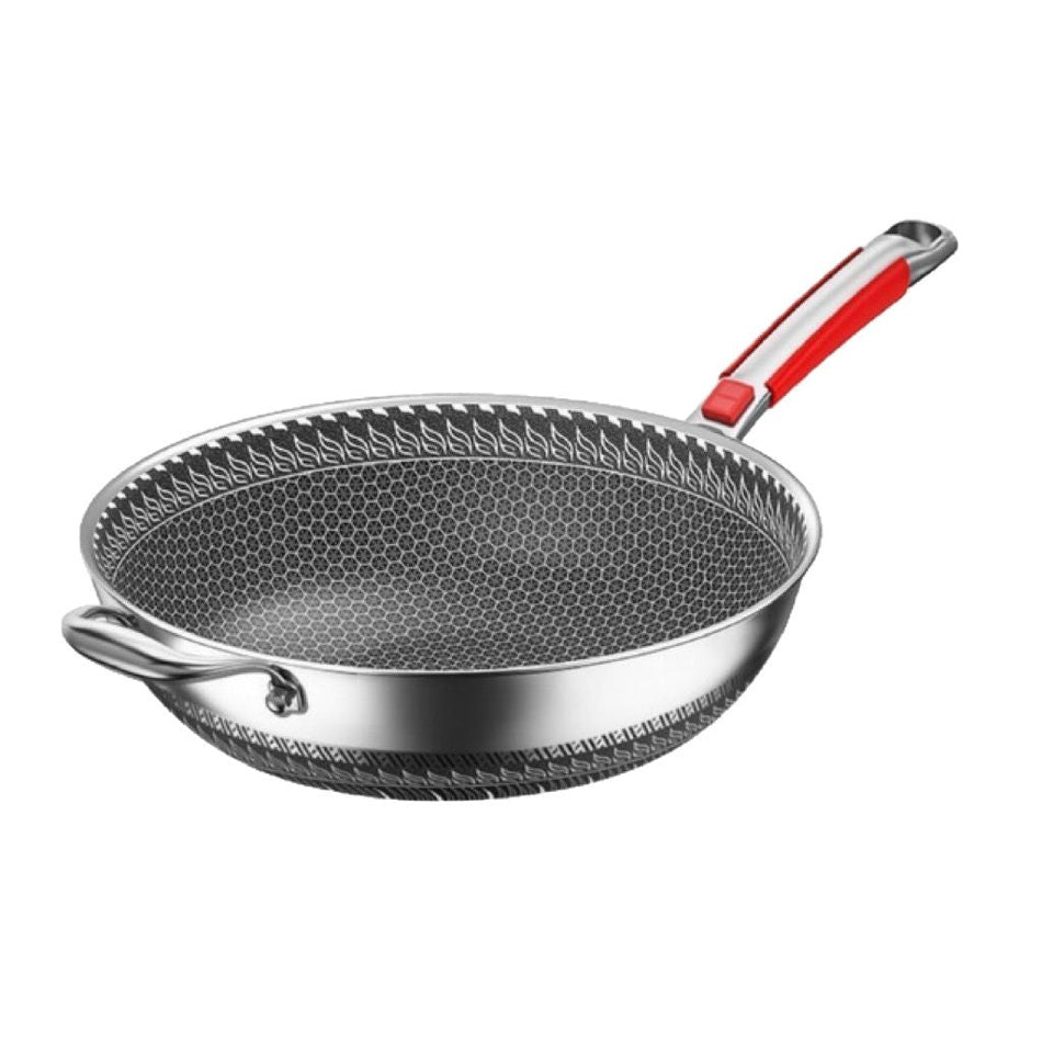 Premium Food-Grade Stainless Steel Flat-Bottom Frying Pan – 32cm