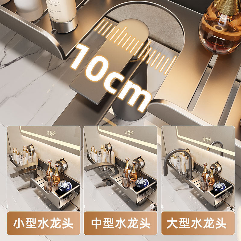 Floating Matte Aluminum Bathroom Vanity Organizer Rack