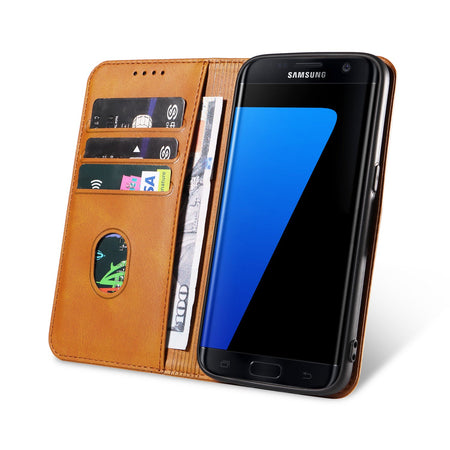 Premium Calf Pattern Leather Case for Samsung Galaxy S Series – Black for S26