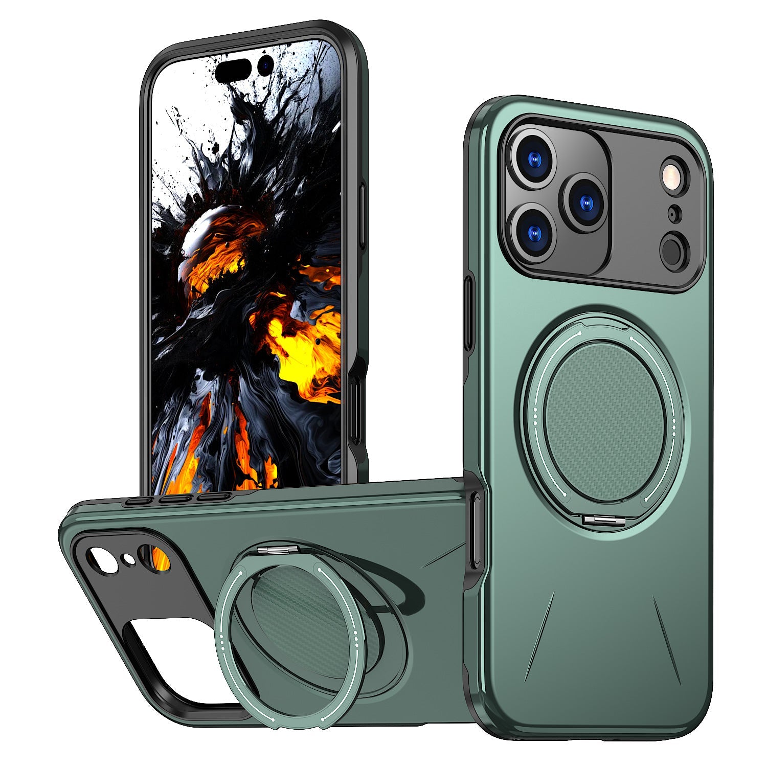 Rotating Magnetic Bracket Case for iPhone 17 Pro Max and 17 Air – Shell 360 stand shell (green) for Apple 16