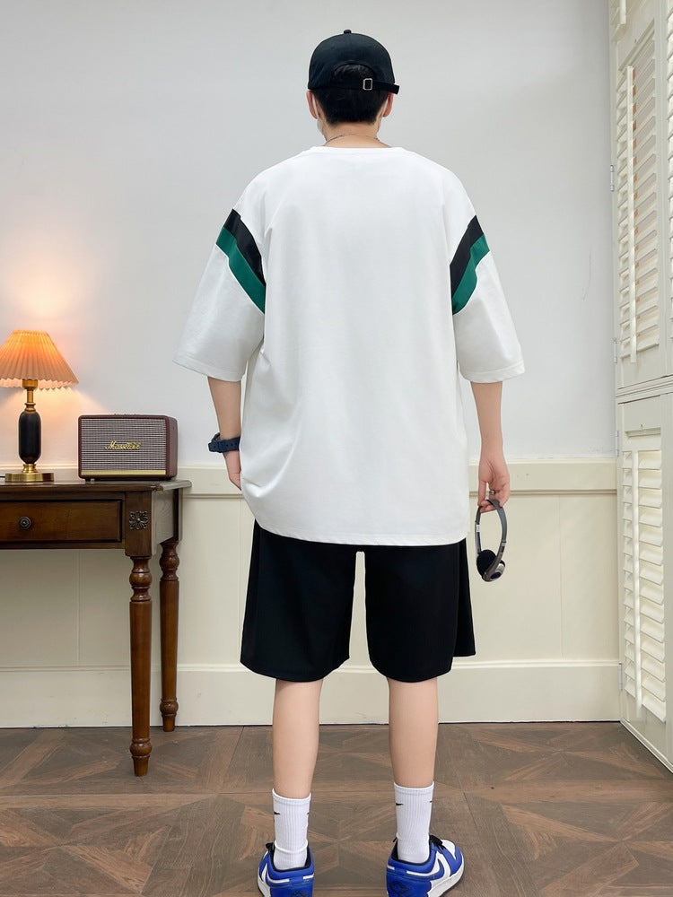 Men's New Casual Sportswear Set | Youth Short-Sleeve T-Shirt &
