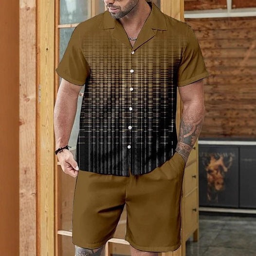 en's Gradient Business Casual Summer Set | Premium Cuban Collar