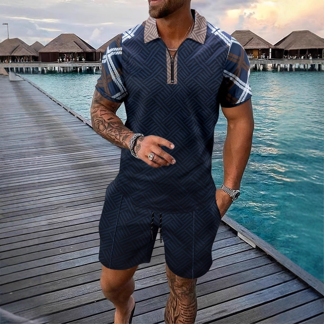 Longsha Men's Ice Silk Short-Sleeve Loungewear Suit – lifestyle shot