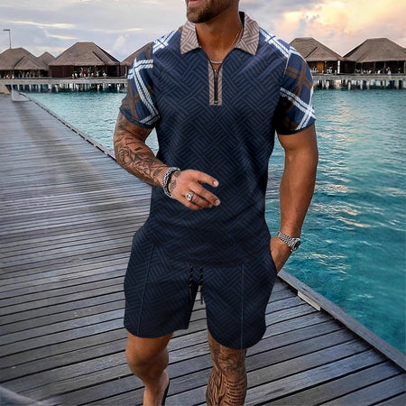 Longsha Men's Ice Silk Short-Sleeve Loungewear Suit – lifestyle shot
