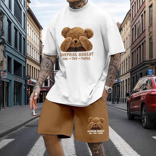 Men's Bear Print Jacquard Sports Suit | Premium European &