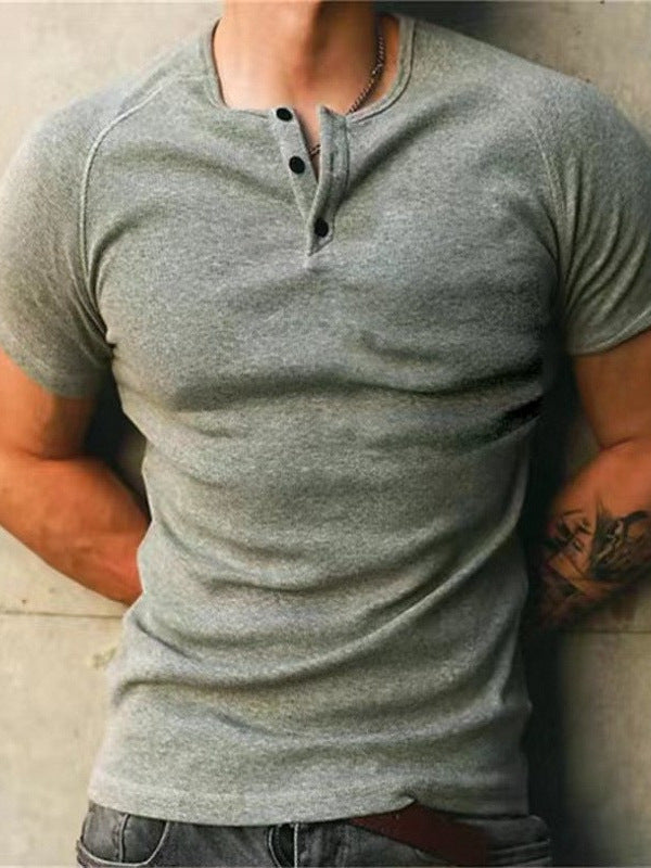 Premium 220g Heavyweight Ice Silk Henley Shirt