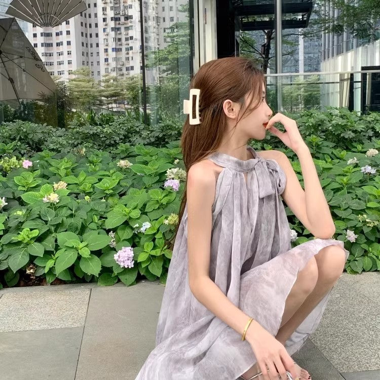 National Style Neck Hanging Strap Short Dress