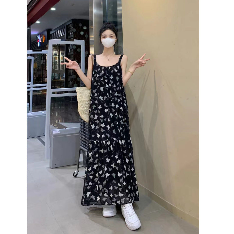 Elegant Butterfly Floral Sling Slimming Dress